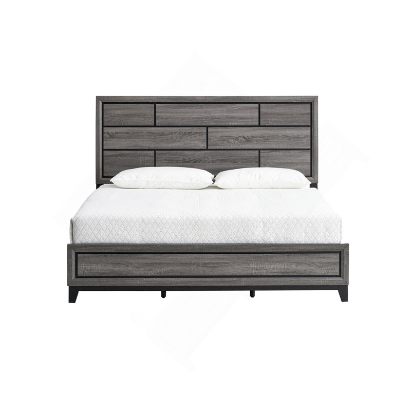 Lit Glasgow G04390A-QB (matelas non inclus), Gris, Queen