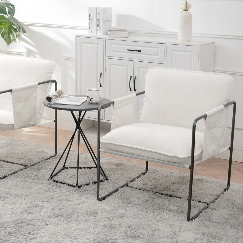 Fauteuil rembourré suspendu, blanc, coussins en mousse confortables, structure en métal robuste, pour le salon, la chambre à coucher, balcon 2 avec mousse, chambre à coucher