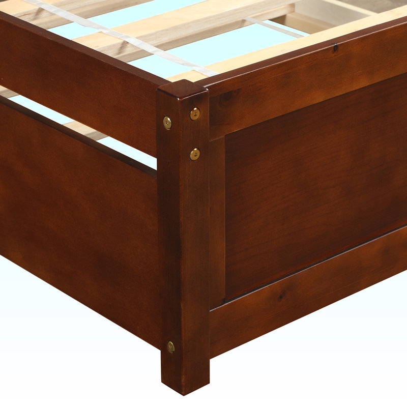 Lit plateforme simple en bois massif, Noyer