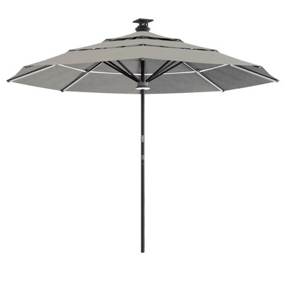 Pasticallo Paramount Series Smart Umbrella With Remote, Wind Sensor, Solar Panel, Led Center Lighting, Removeable Led Lighting Strip, Sunbrella Spectrum