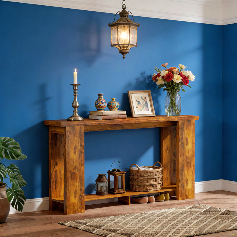 Table d'entrée étroite, console, table d'appoint, Brun patiné