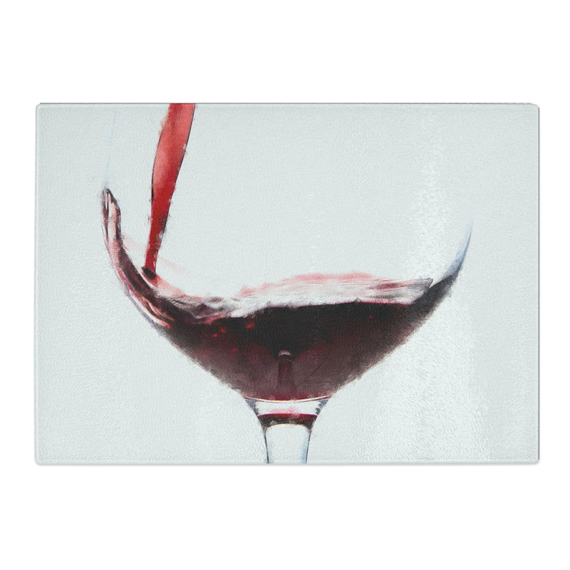 Tempered Glass Pouring of the Red Wine Chopping Board, 28.5 cm x 39 cm