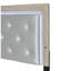 Très grand lit tapissier beige en similicuir avec tête de lit, bouton, meubles de chambre à coucher en bois à DEL, revêtement, accumulation, appartenances-574133112-574133116