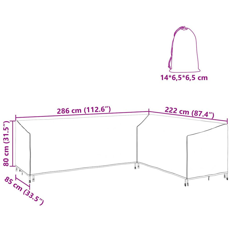 286cm Outdoor Patio Sectional Cover