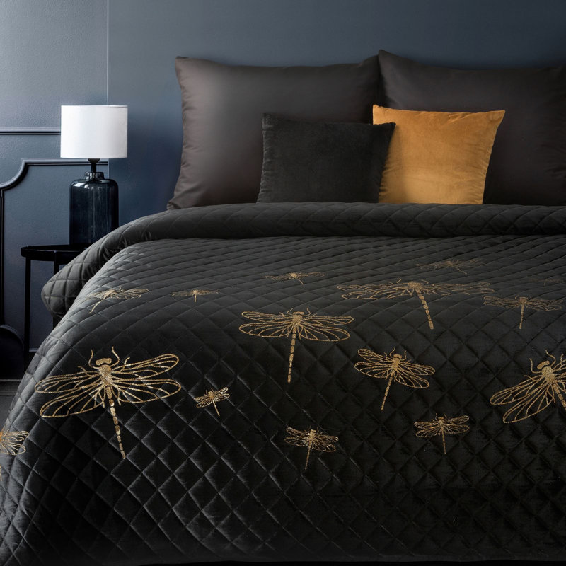Puig No Pattern Bedspread, W220 x L240cm, Black