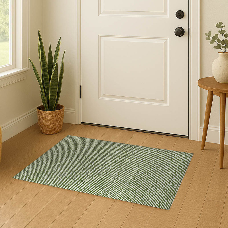 Paillasson intérieur Twilight Labyrinth, L 5 po x L 7 po, Vert olive