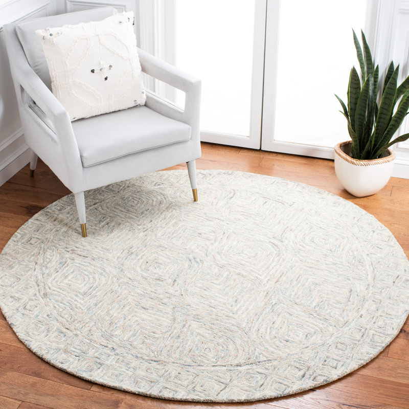 Treva Hand Tufted Wool Geometric Rug, Round 6'