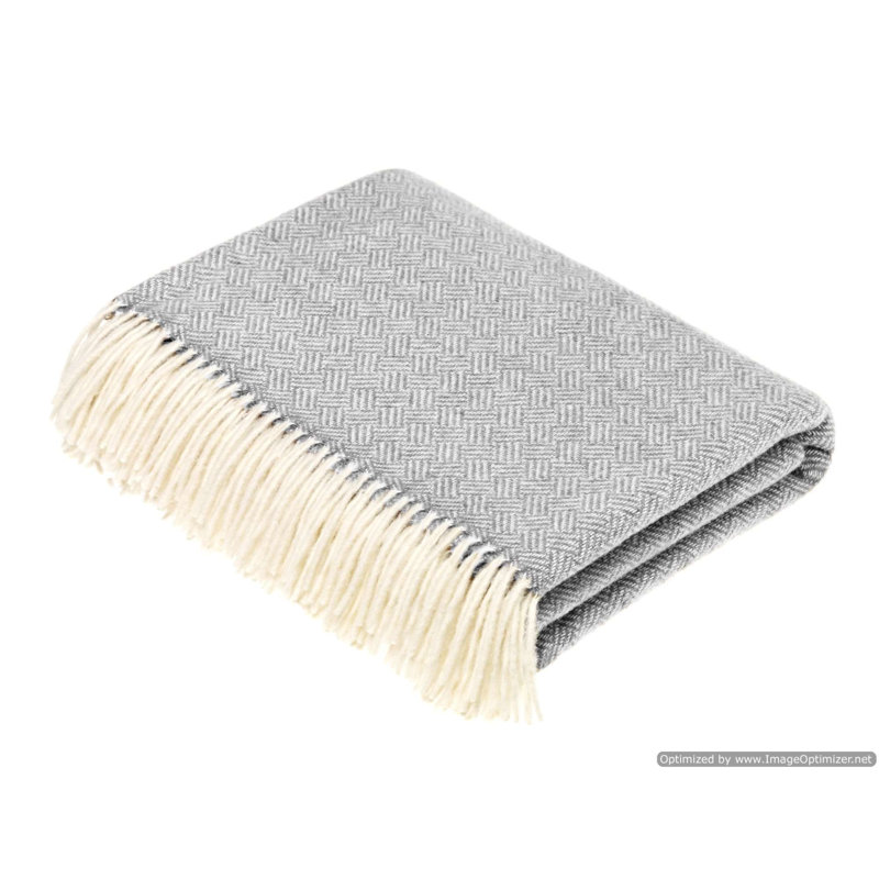 Jeté tissé en laine d'agneau Merino, Chevron gris