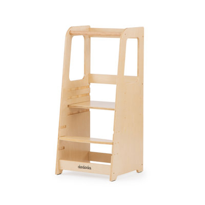 dadada Montessori Toddler Tower - Adjustable Kitchen Step Stool w/ Safety Rail - Baby Safe (Natural)
