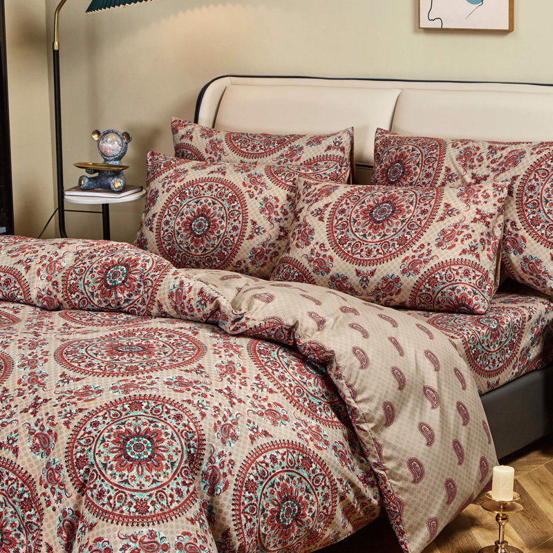 Sunshine Festival Microfiber Paisley Sheet Set, Full Sheet Set + Fitted Sheet + 2 Pillowcases