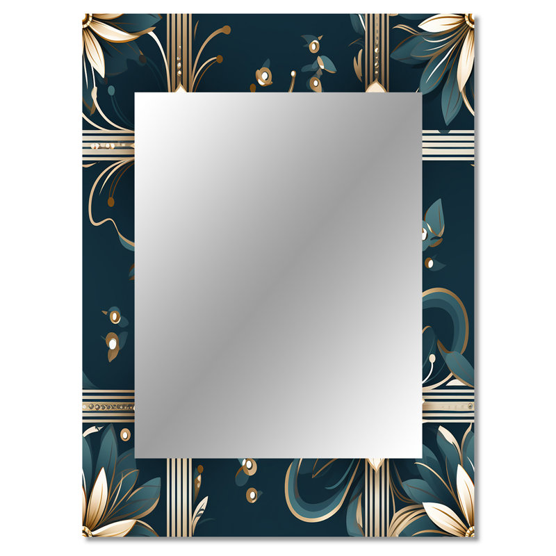 Kimbrough or victorien orné floral élégance - miroir mural géométrique, miroir décoratif moderne, impression d'art en métal