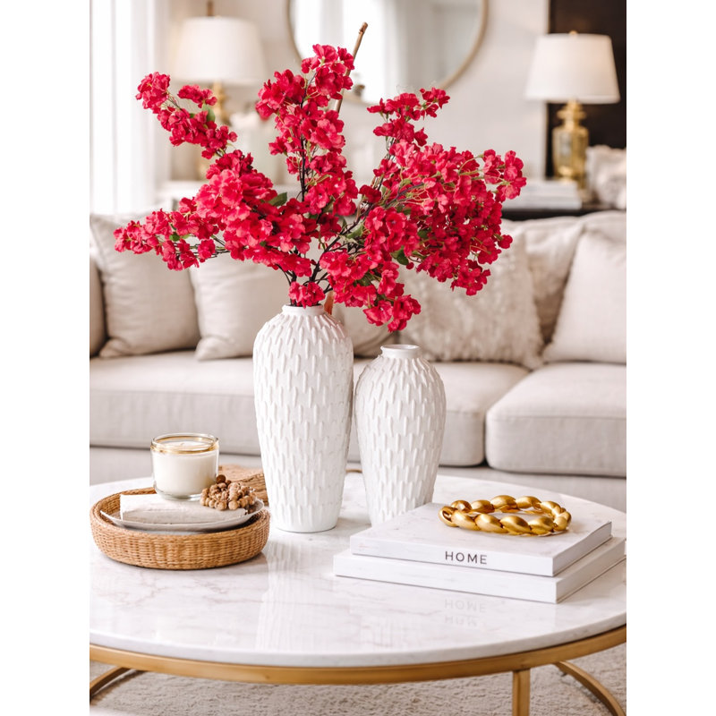 Ornement décoratif de luxe en céramique blanche, H 13,78 x l 7,09 x P 7,09