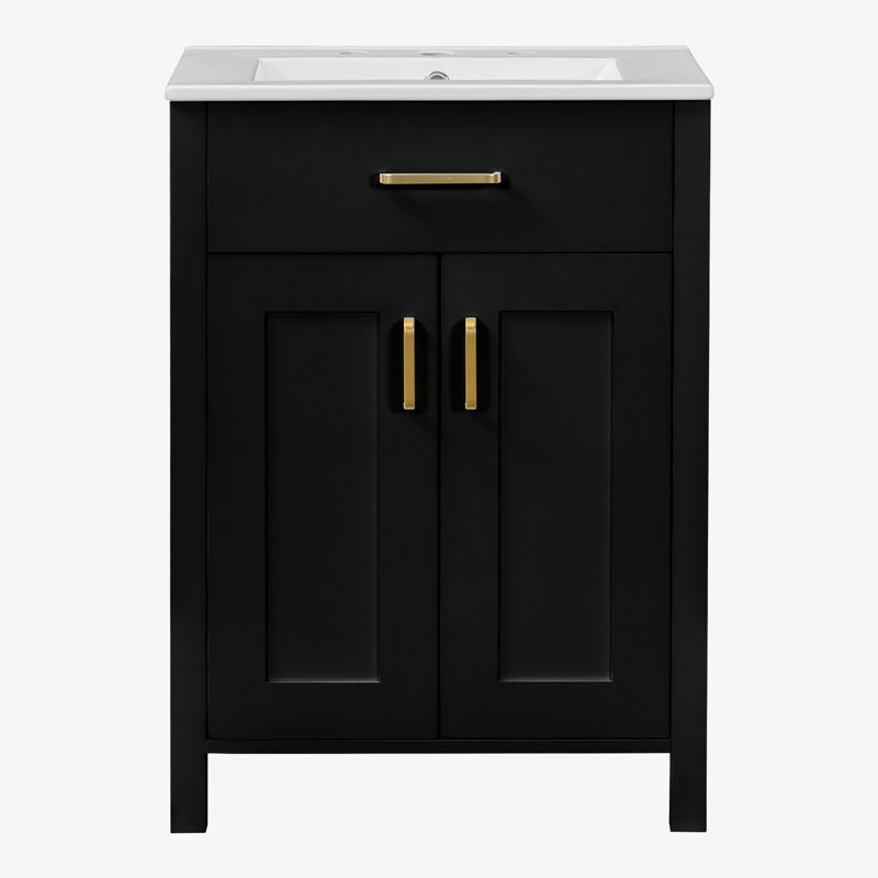 24"Bathroom Vanity Combo with Ceramic sink, Luxurious Space-Saving Vanity - W24"*D18"*H34"inch, 2 Soft Close Doors