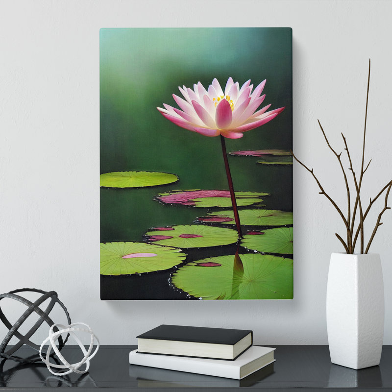 CAN-V0523-2834X Water Lily Flower Pond - Wrapped Canvas Print, 50cm H x 35cm W x 3cm D