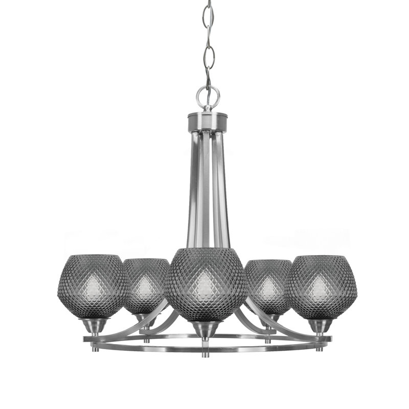 Lustre 5 lumières Paramount, Nickel brossé, Noir