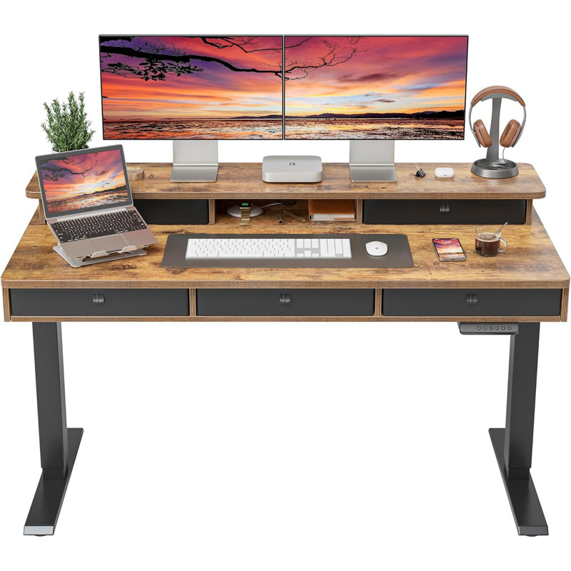 Bureau debout à hauteur ajustable l 47,4 po Schwenk, H 47 po x l 55 po x P 24 po, Noir