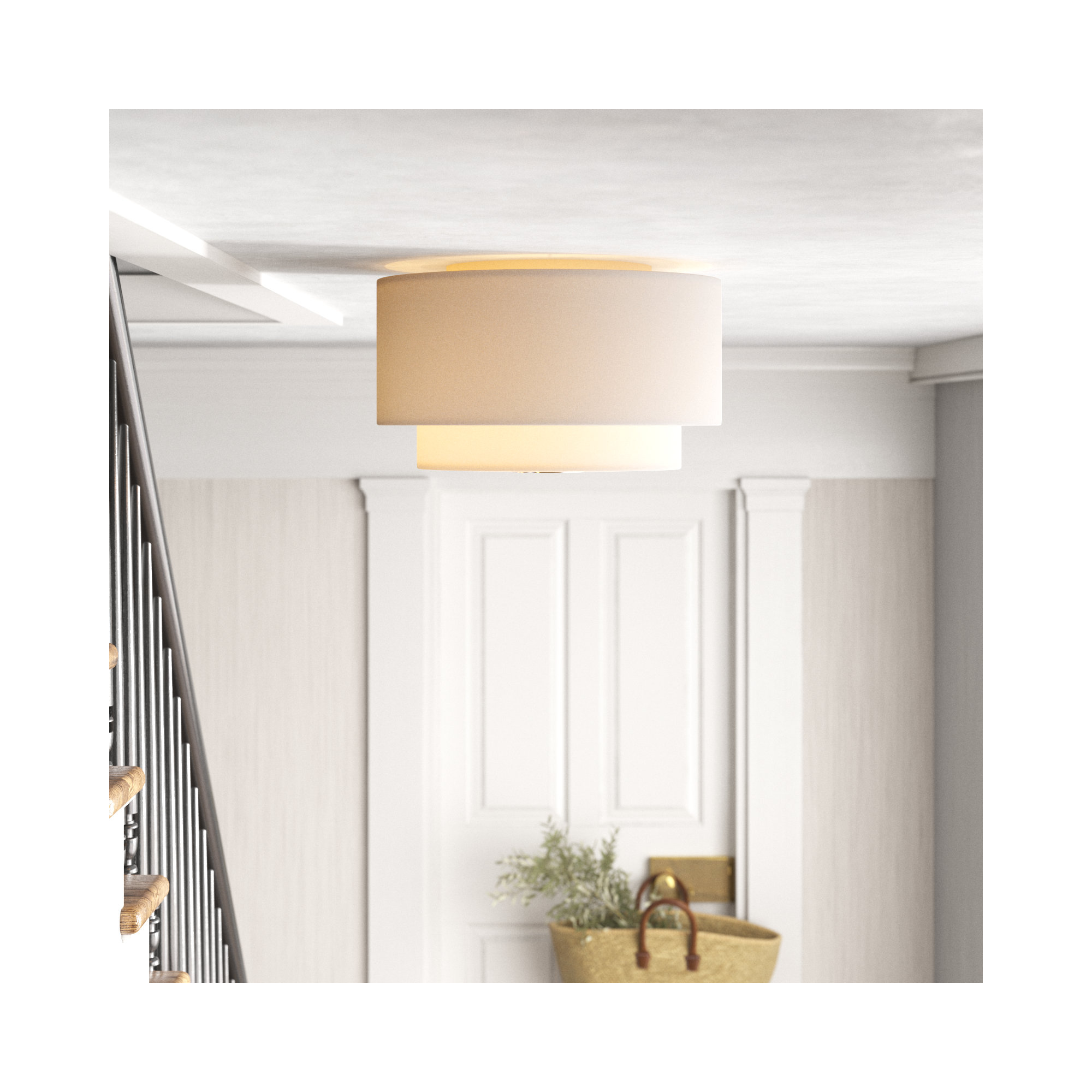 Tanyel 3 Light Fabric Flush Mount, Polished Nickel