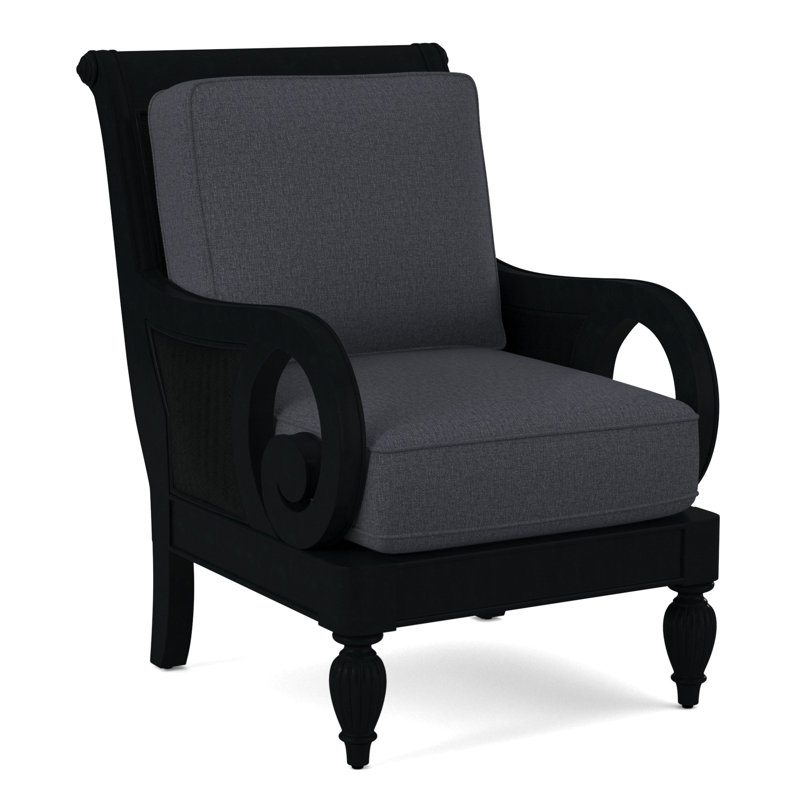 Grand View 71.12Cm Wide Armchair, Black Finish, White Performance Fabric; 0851-94