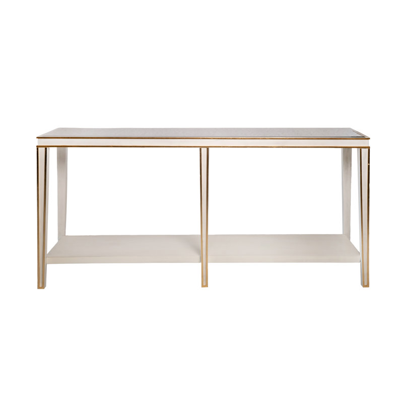 Lilly 72'' W Glass Console Table, Antique White