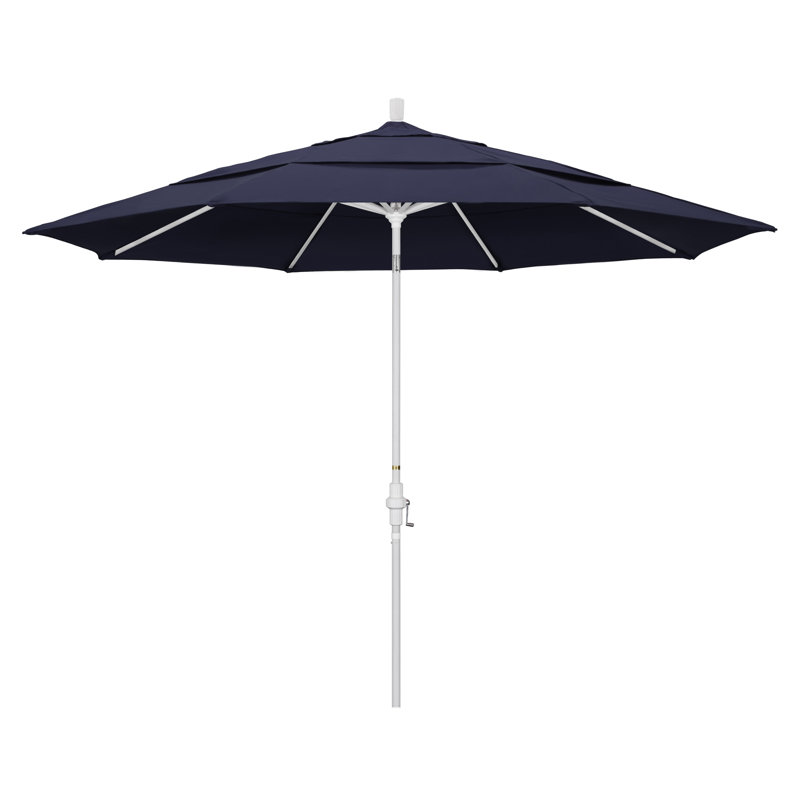 Parasol de marché Broadmeade octogonal Sunbrella, Toile bleu marine Sunbrella®, Blanc mat