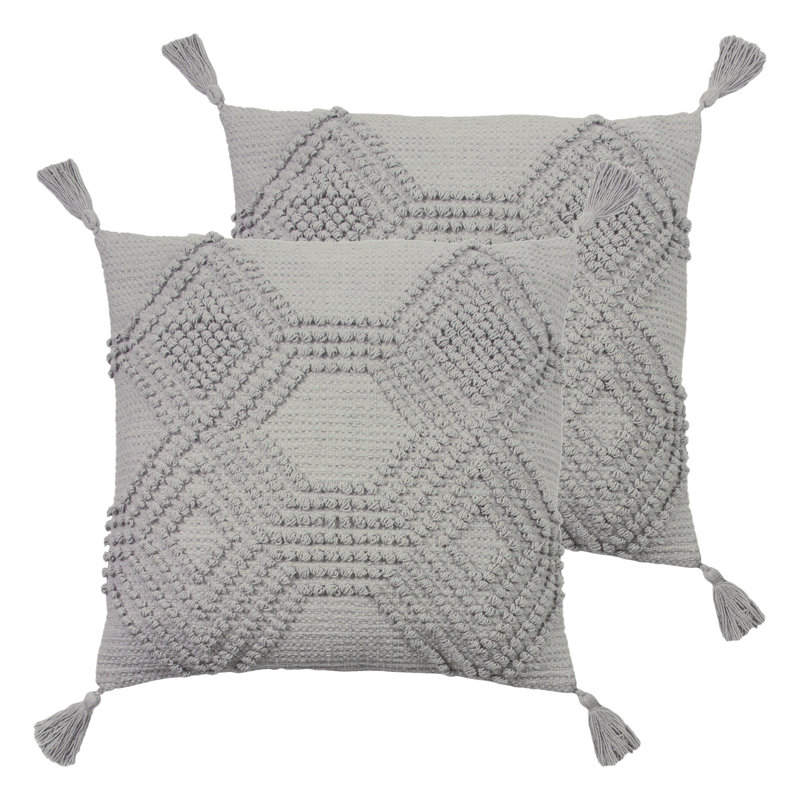 Geometric Square Cushion, Grey
