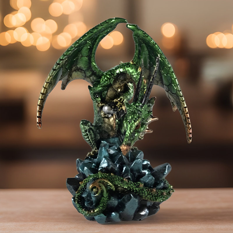 Figurine dragon vert sur glaçon 5,25 po