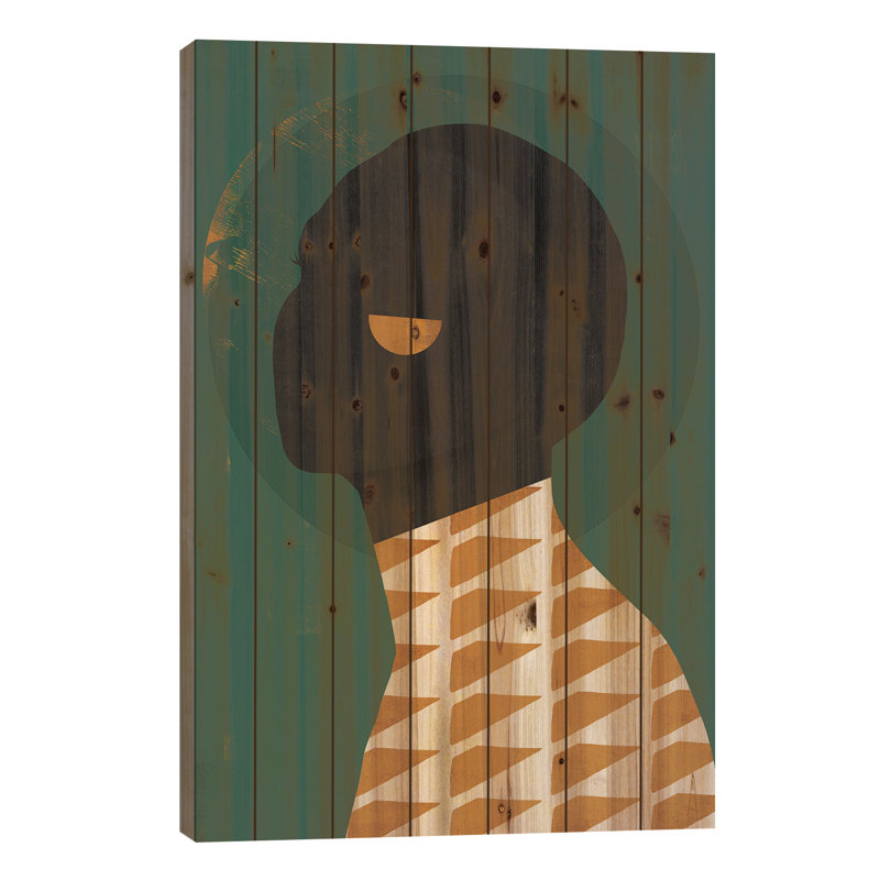 «Abstract Face III On Wood» par Danilo De Alexandria, reproduction, H 40 po x l 26 po x P 1,5 po