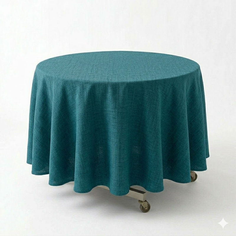 Bourland Plain Linen Look Tablecloth, 85cm W Round, Teal