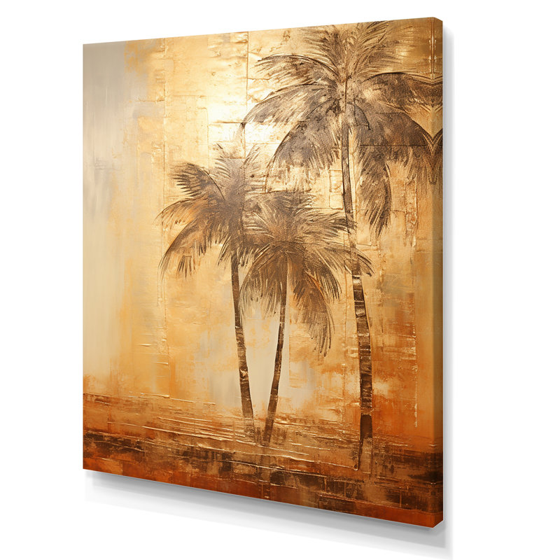 «Vintage Tropical Getaway Sunset Bronze Beach», reproduction sur toile, Toile tendue, H 20 po x l 12 po x P 1 po
