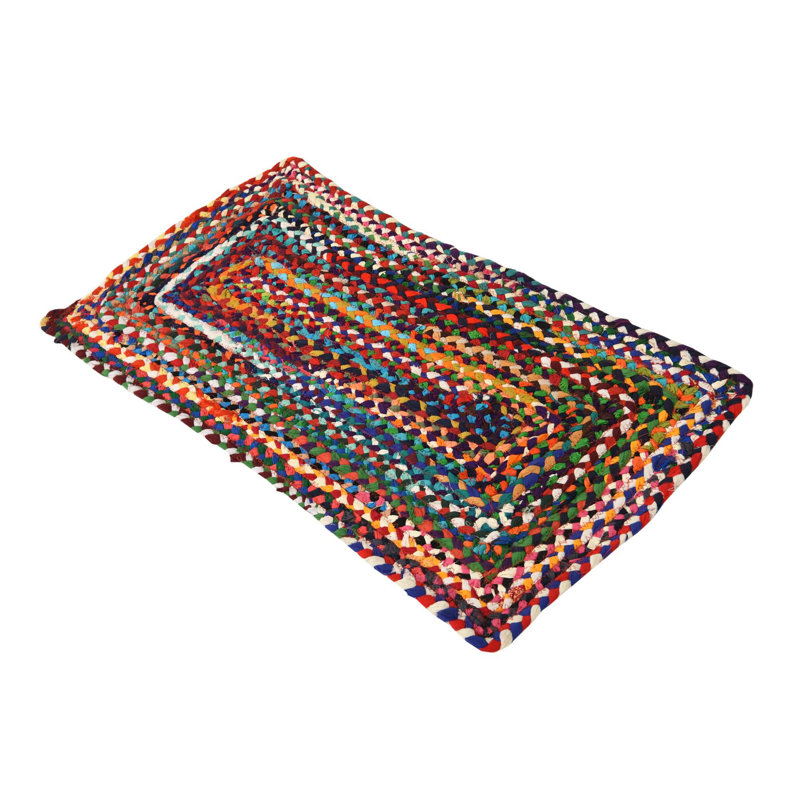 Hand Braided Cotton Southwestern Indoor Rug, Rectangle 3' x 6'