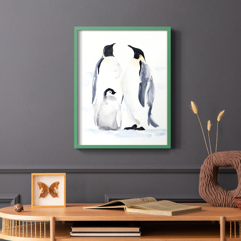 «Emperor Penguins II», reproduction encadrée - bois massif, Vert, H 10 po x l 8 po