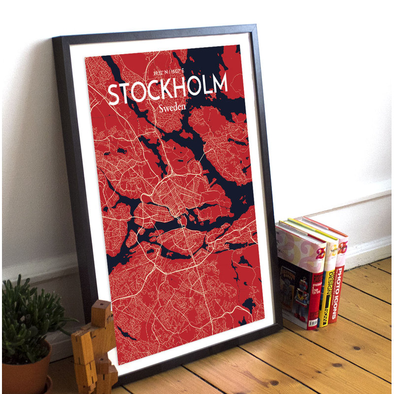 Stockholm City Map - No Frame Print, 43.2cm H x 27.9cm W x 0.13cm D