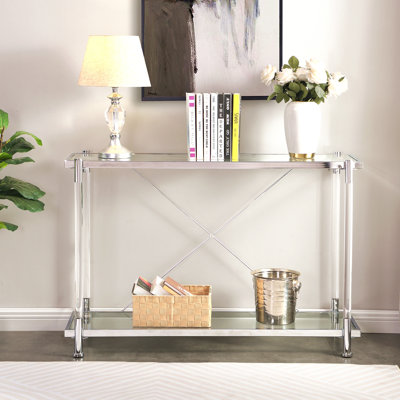 43.31'' Glass Sofa Table, Acrylic Side Table, Console Table