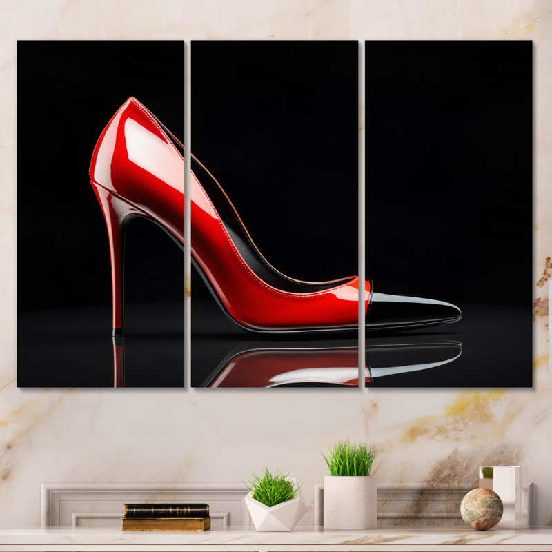 Fashion High Heels Sleek Silhouette II Fashion Wall Decor on Metal