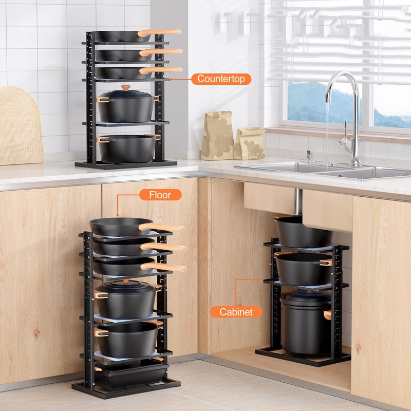 Rangement robuste pour casseroles et poêles à 6 niveaux à l'intérieur d'un placard