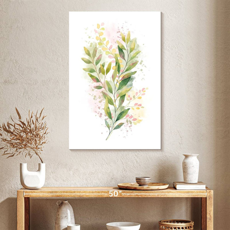 Green Leaf Branch Splatter, 39" H x 26" W