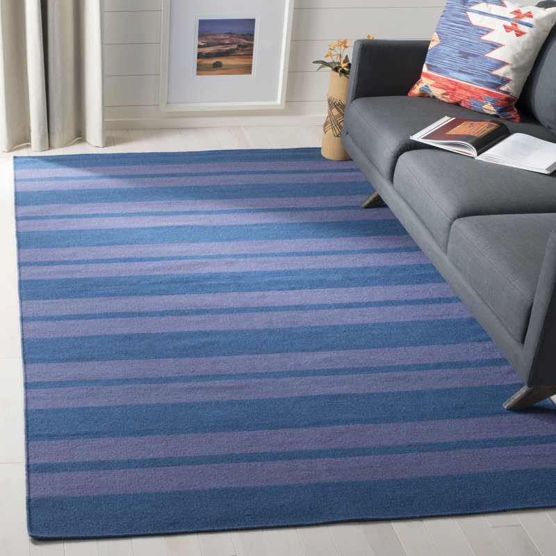 Titan Hand Woven Flat Weave Wool Chevron Rug, Rectangle 4' x 6'