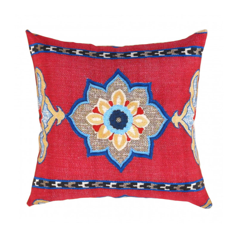 Oreiller oriental Pasargad, H 16 po x l 16 po, Rouge / Malibu / Beige / Noir Sud-Ouest