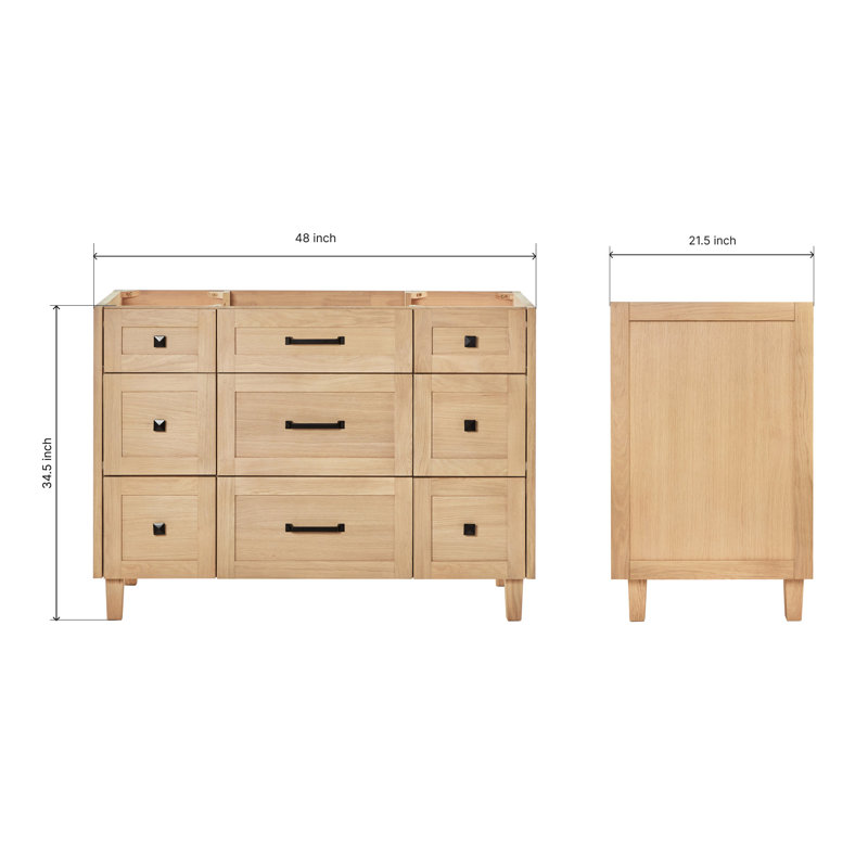 ARIEL Monroe 48 Single Bathroom Vanity Base Only, Oak