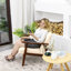 Fauteuil Mid-Century moderne en cuir artificiel touffeté de 21,65 po de large Havva-1553616727