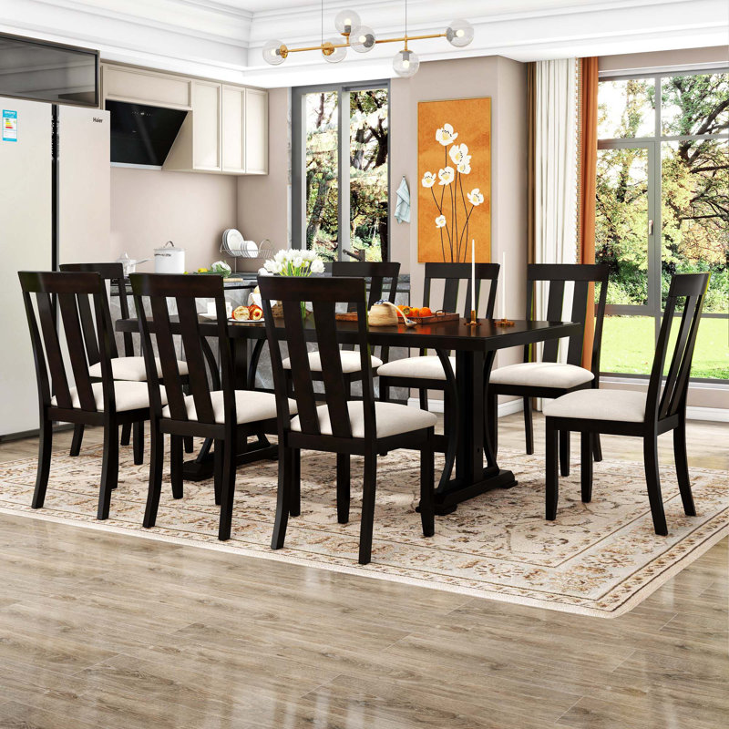 Ensemble repas pour 8 personnes Jonita, Espresso, Espresso / Noir, Espresso / beige