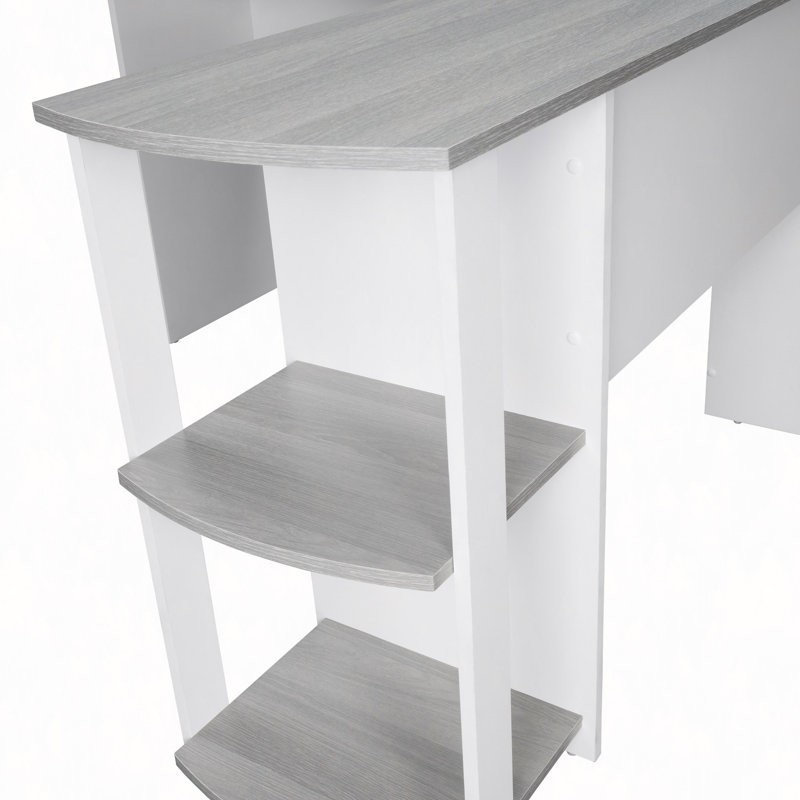 Bureau moderne en L avec tablettes latérales