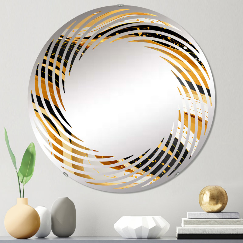 Bengals rayés dorés et noirs - Cercle de miroir mural en spirale, 23,6 po x 23,6 po