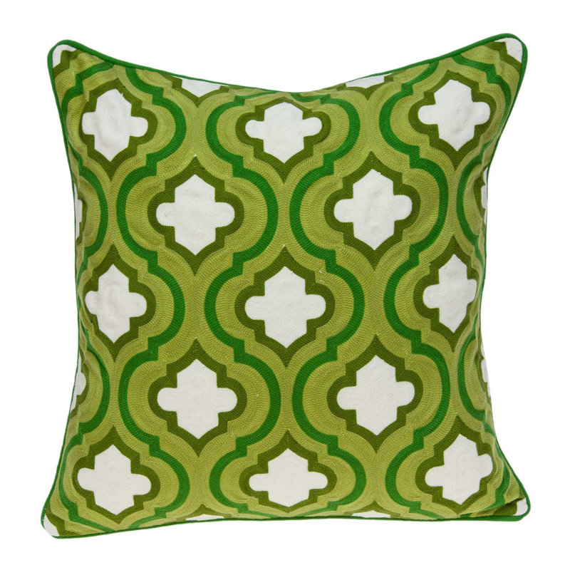 Gamma Green and White Throw Pillow, Polyester/Polyfill