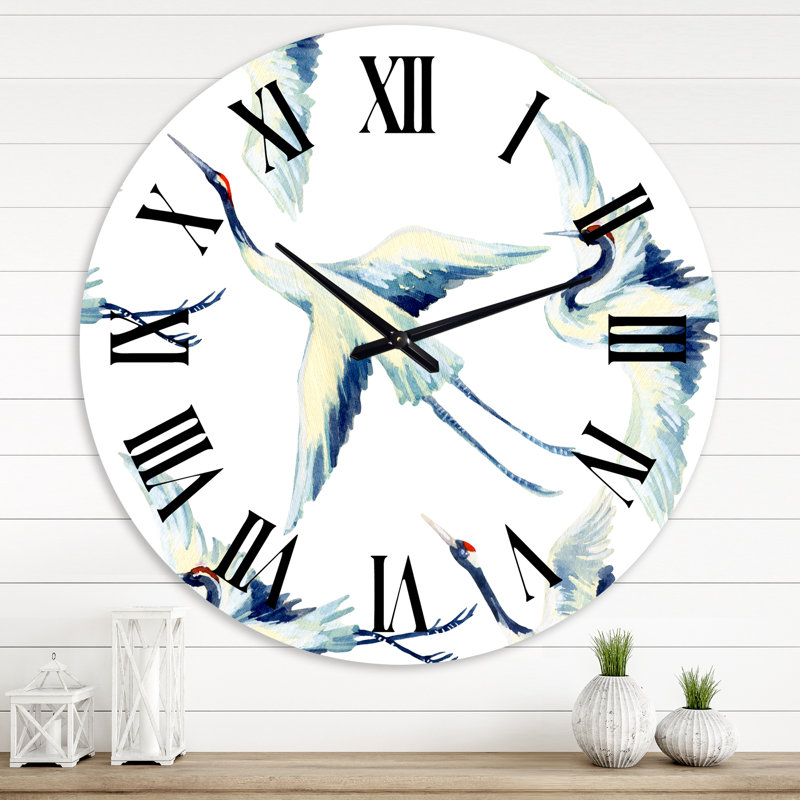Asian Crane Bird - Horloge murale traditionnelle, Grand
