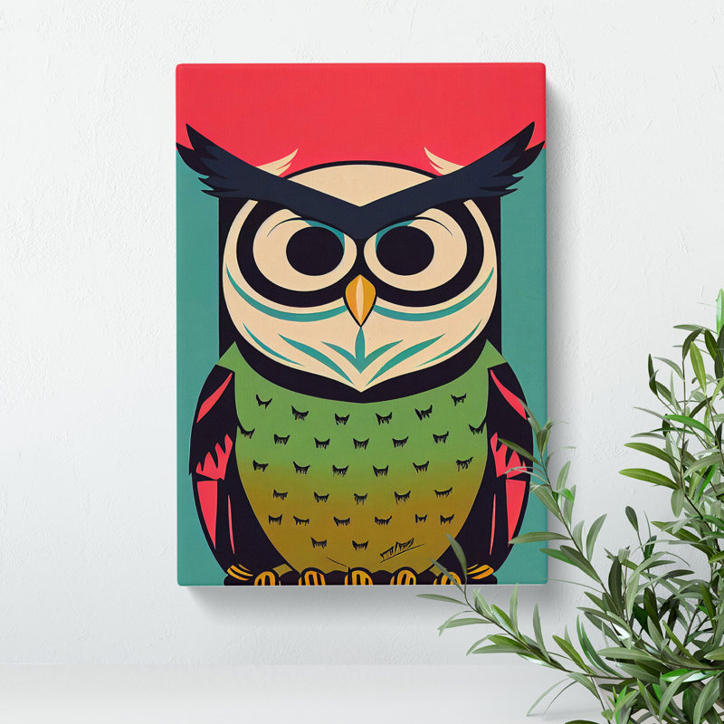 Owl In Technicolour No.4 Abstract - Wrapped Canvas Print, 50cm H x 35cm W x 3cm D