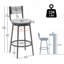 Ensemble de 2 chaises de comptoir pivotantes avec cadre en métal blanc crème