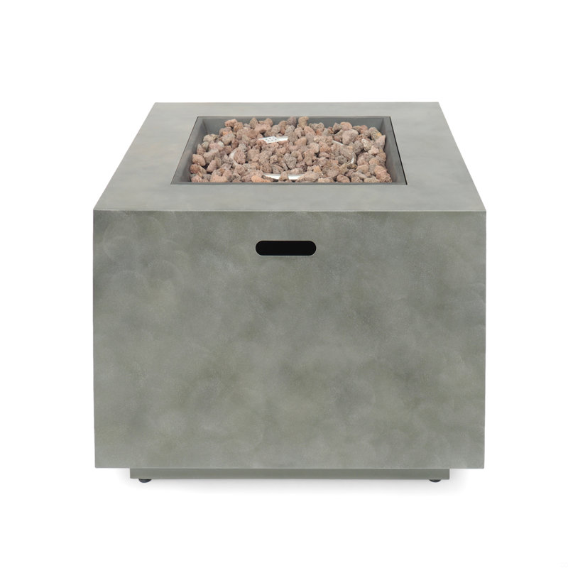 Square Iron Fire Pit-50 000 Btu, Stone Gray