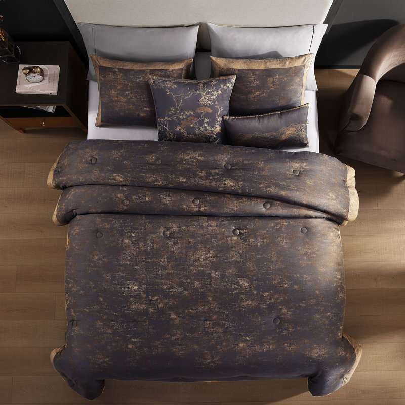 Bebejan Texture Jacquard 5 Piece Comforter Set, King Comforter + 4 Additional Pieces