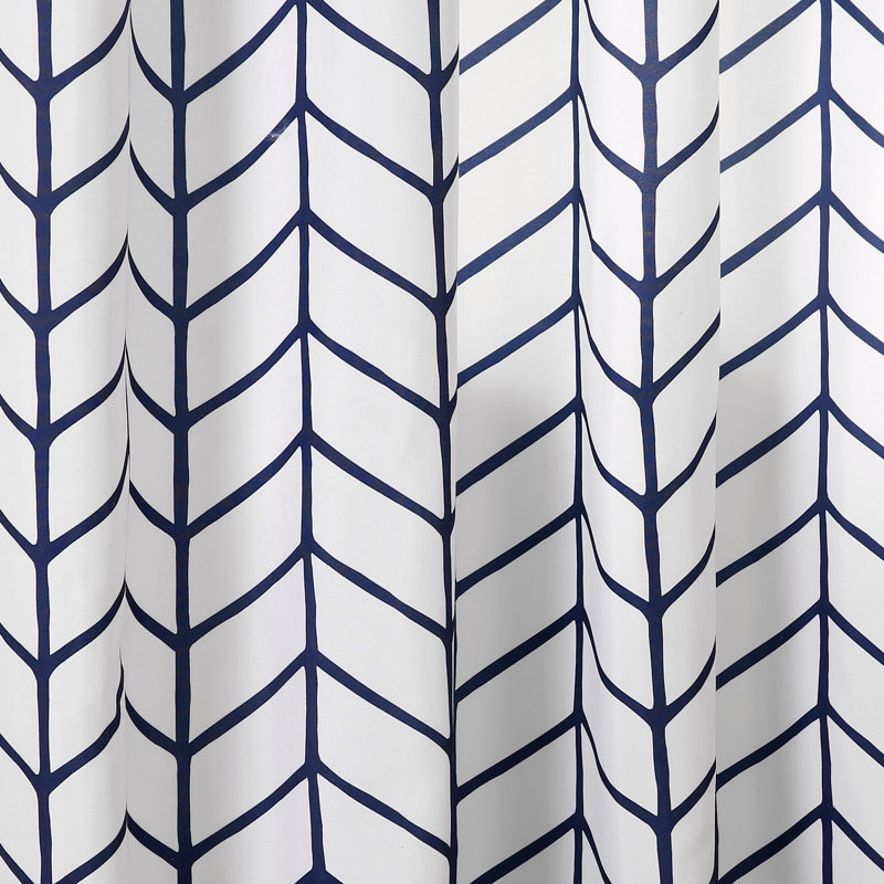 Navy and White Chevron Geo Window Curtain Panels Set